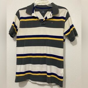 Tommy Hilfiger Short Sleeve Polo Shirt Striped Logo Boys Youth XL 16/18